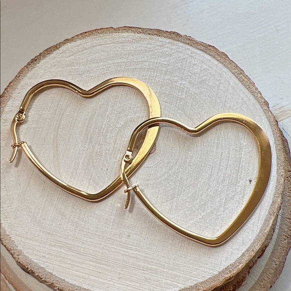 Jewelry - STAINLESS STEEL HEART SHAPE HOOP EARRINGS